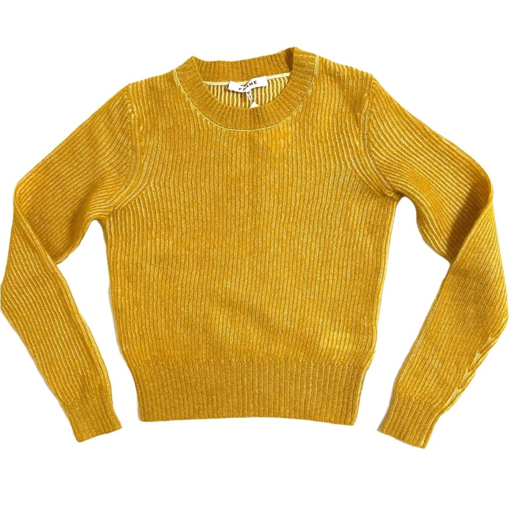 Frame Mustard Sweater Crew Neck
Solid Wool Blend Pullover SZ xs $325